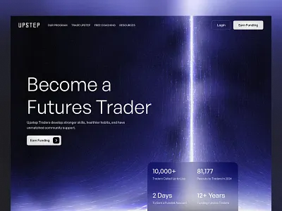 UPSTEP - Prop Trading Firm blockchain crypto crypto exchange cryptocurrency dark ui design exchange financial fintech forex futures trader landingpage product prop firm prop trading trade trading trading firm web web3