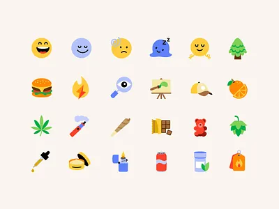 Dispense ~ Marijuana App Iconography 😮‍💨 app custom dispensary edibles emojis icon design icon designer icon set iconography icons marijuana smoke vape vibe weed