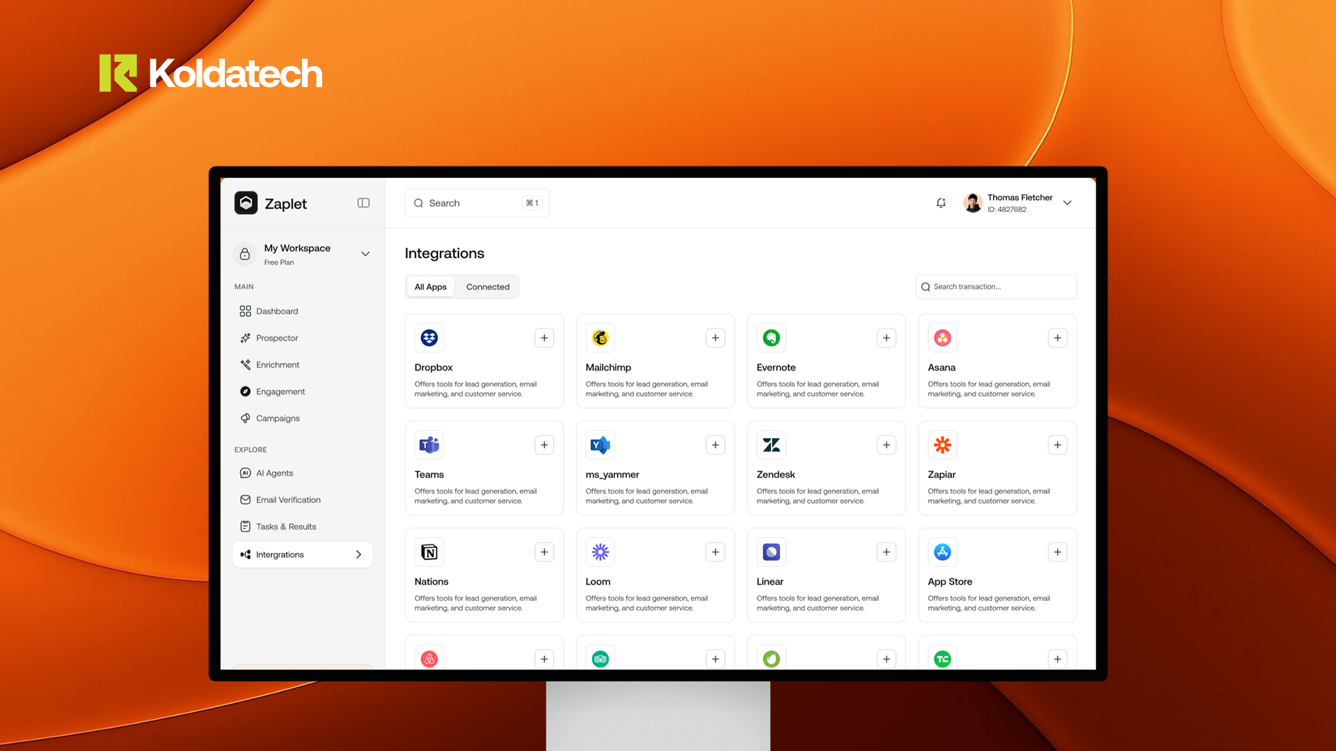 Zaplet — AI-Powered Outreach & Campaign Management Dashboard app design brand identity branding crm dashboard design erp graphic design logo logo design product design saas ui visual design web design website