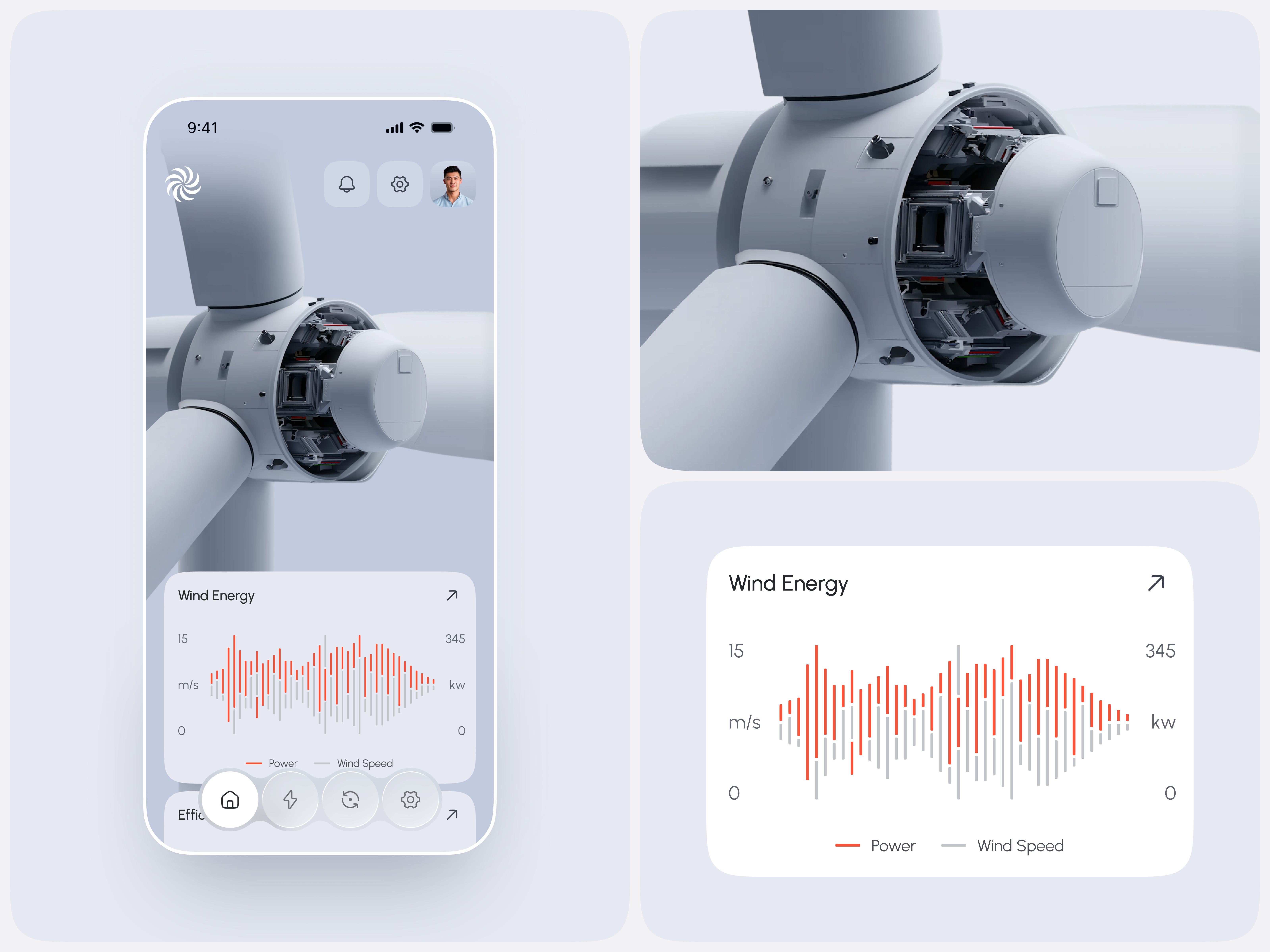Wind Energy Mobile App UI Design analytics app app design dashboard ui data visualization energy app mobile app mobile app design mobile ui monitoring app product design renewable energy saas design smart energy uiux user interface web wind energy