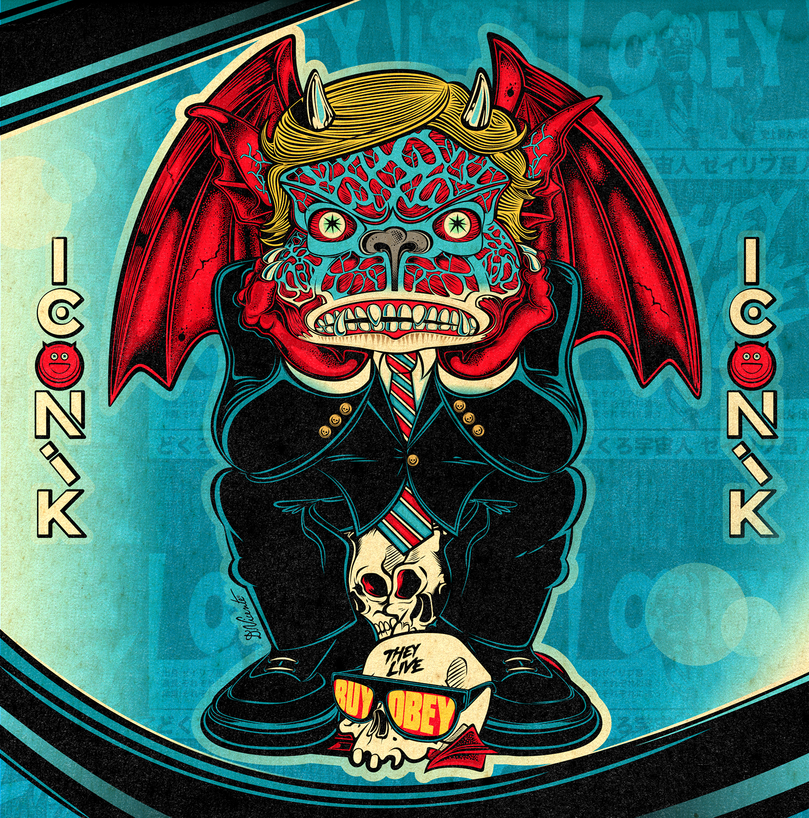 TEEN GARGOYLE #21 – THEY LIVE VIBES alien art anti system art cartoon art character design creature design cult movie art david vicente digital art dystopian art gargoyle art john carpenter lowbrow art movie tribute obey political art pop culture art social satire teenage gargoyle they live weird art
