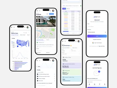 AirProfit Mobile App UI Kit & Analytics Dashboard app design authentication ui clean ui fintech ui login screen minimal design mobile app ui mobile ui modern interface onboarding flow saas app signup form ui ux design user flow verification screen