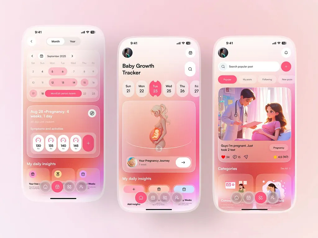 Example of Pregnancy Period Tracker Mobile App