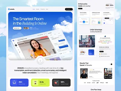 AI Video Conference Landing Page ai landing page ai meeting assistant ai product design ai video conference fintech ui landing page modern web design saas ui ux saas website design software landing page startup website design ui ux video conference website video meeting ui web ui design website design website ui