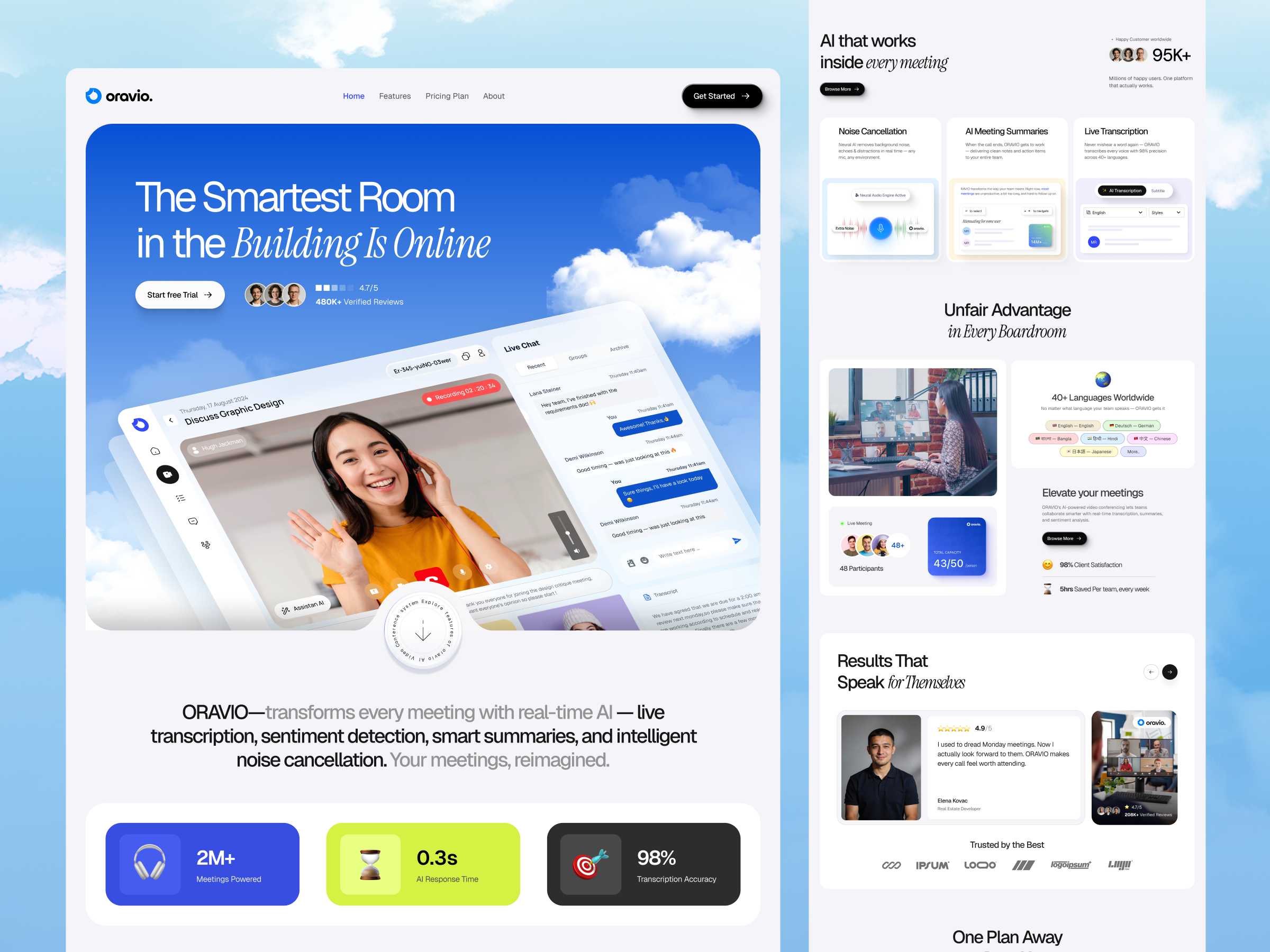 Example of AI Video Conference Landing Page