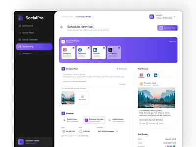 Modern SaaS UI/UX Design for Social Media Management Platform anxzone branding graphic design saas ui design social intelligence social media analytics social media automation social media management social media performance social media platform ui user experience design user interface design ux ui design