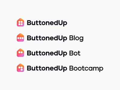 ButtonedUp Logo System ai animation brand design brand identity branding button logo gradient house logo icon logo logo design logo designer logo mark logo system modern logo motion saas startup sub brand wegrow
