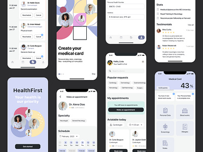 Health First Mobile App app apphealth appointment book figma health healthapp healthcard healthmobile mobile mobileapplication ui ux uxui