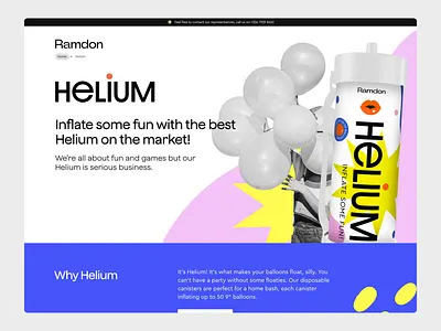 Inflate Some Fun Ramdon Helium Product Page b2b branding color desktop design ecommerce figma helium interaction design landing page layout mobile design product page ramdon responsive design typography ui design ux design visual design web design