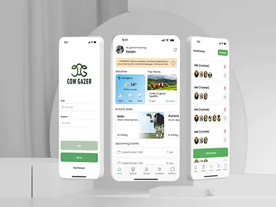 Cow Gazer - Farm Mobile App animals app app design app interface cow cow gazer design system farm farm app mobile mobile design mobile screen product design user interface