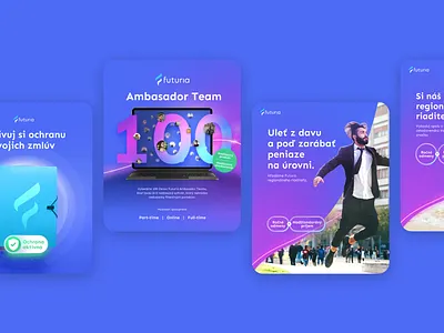 Futuria social media posts advisor blue f financial futuristic glossy high contrast instagram logo magenta modern post social media