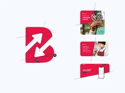 Besteron diagonal shapes angle b besteron branding financial gateway identity logo payment red shapes
