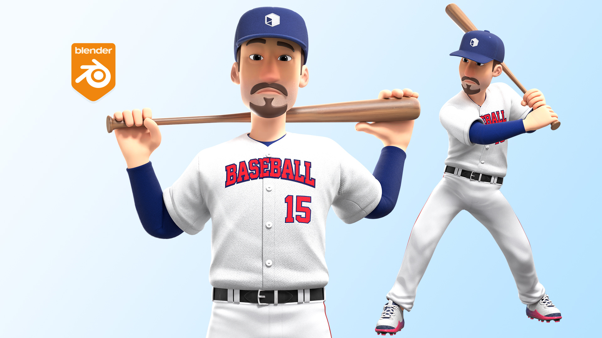 Baseball 3D player - 3D illustration 3d baseball belnder blender cap cartoon character design hat illustration illustrations male man mlb model player sport stylized