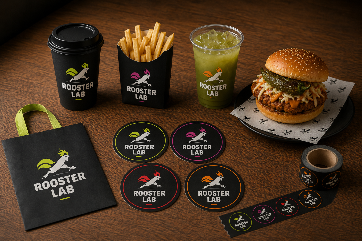 Restaurant Branding & Menu Design | Rooster Lab adobe illustrator adobe indesign layout design logo design menu design vector work