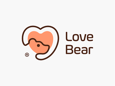 Love Bear! animal bear brand branding brown design heart icon illustration logo logo design logotype love mark monoline orange saas symbol valentine wordmark