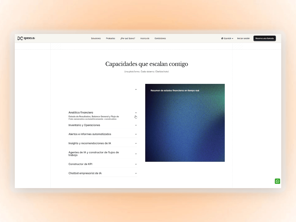 Example of Spexs ai website design
