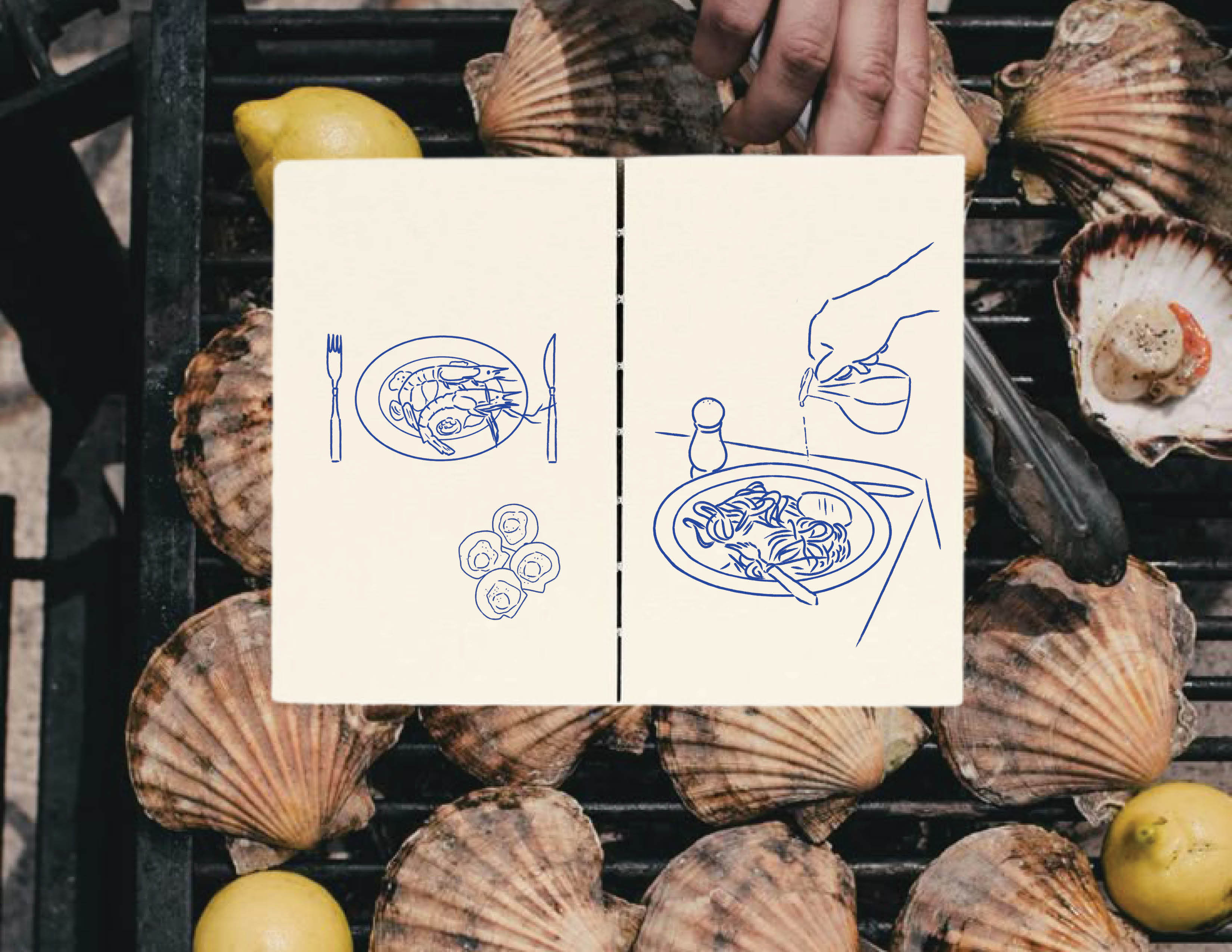 Hand-Drawn Illustrations for a Seaside Restaurant adobe illustrator digital art illustration procreate vector work