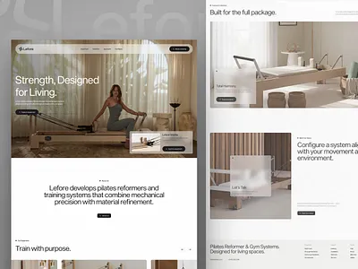 Lefore — Elegant Fitness Gym Pilates Equipment Ecommerce Website clean ecommerce fitness ecommerce grid layout gym landing page lifestyle luxury luxury website minimalist minimalist website modern website pilates product showcase ui ui design web design website website design wellness
