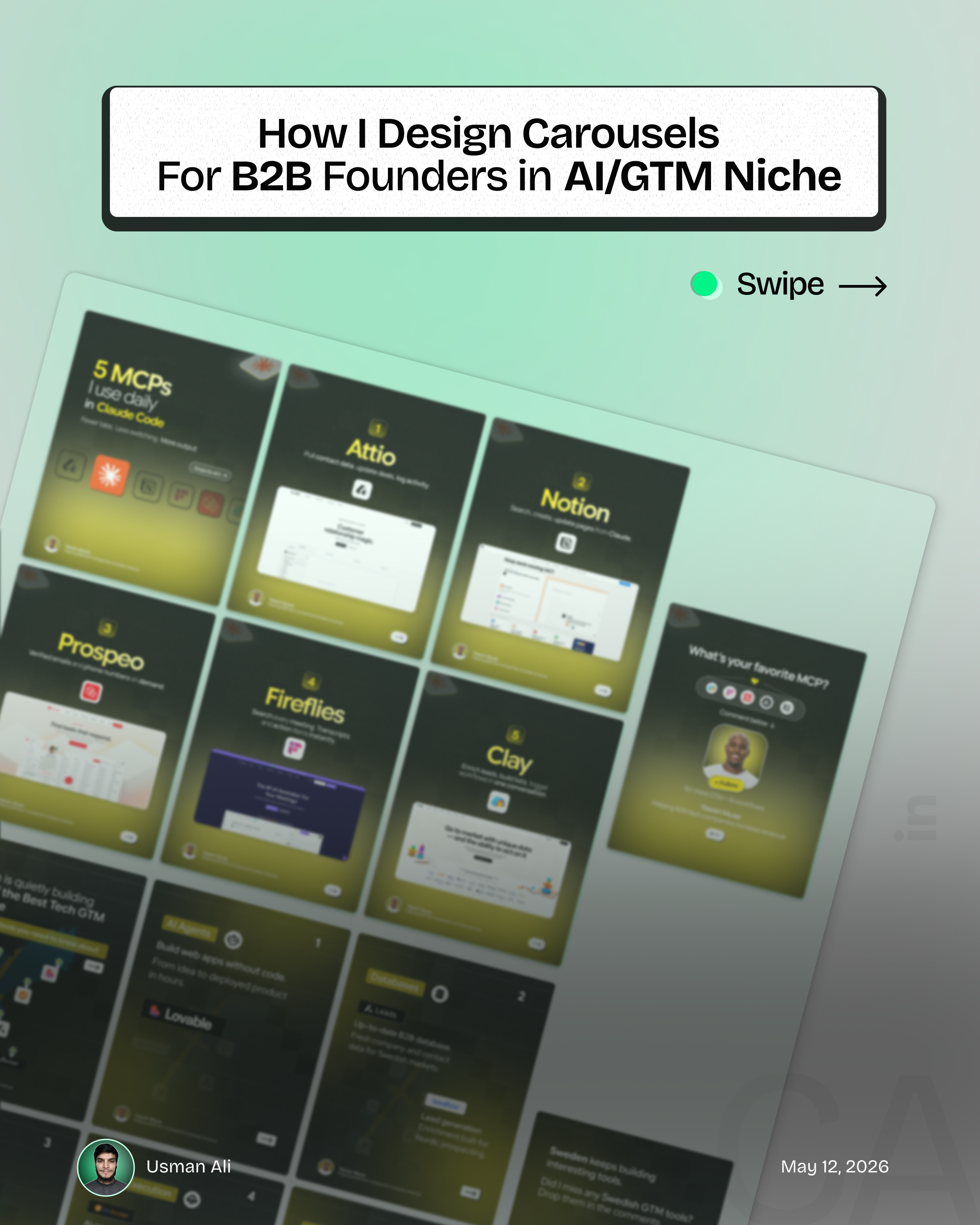 Carousel Design For B2B Founders in AI & GTM Space b2b founders branding graphic design gtm creators linkedin carousel design personal branding