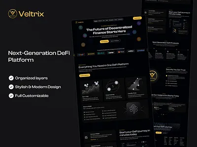 Veltrix — Next-Generation DeFi Platform. app landing page blockchain case study clean ui crypto ui cryptocurrency defi defi platform figma design fintech ui investment landing page design modern product design saas startup trading platform ui ux design web ui web3