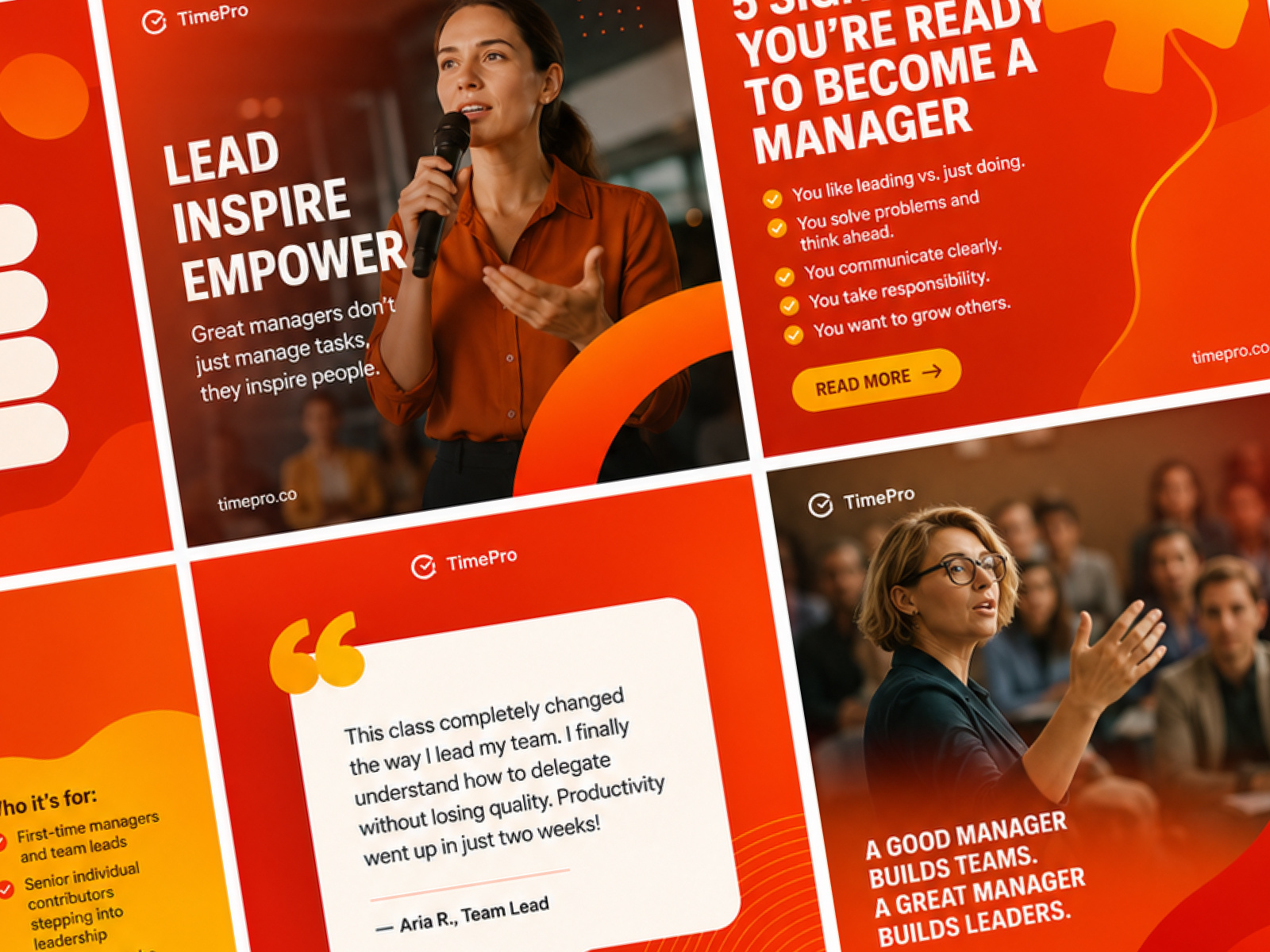TimePro - Manager Course Social Media Campaign Post Design