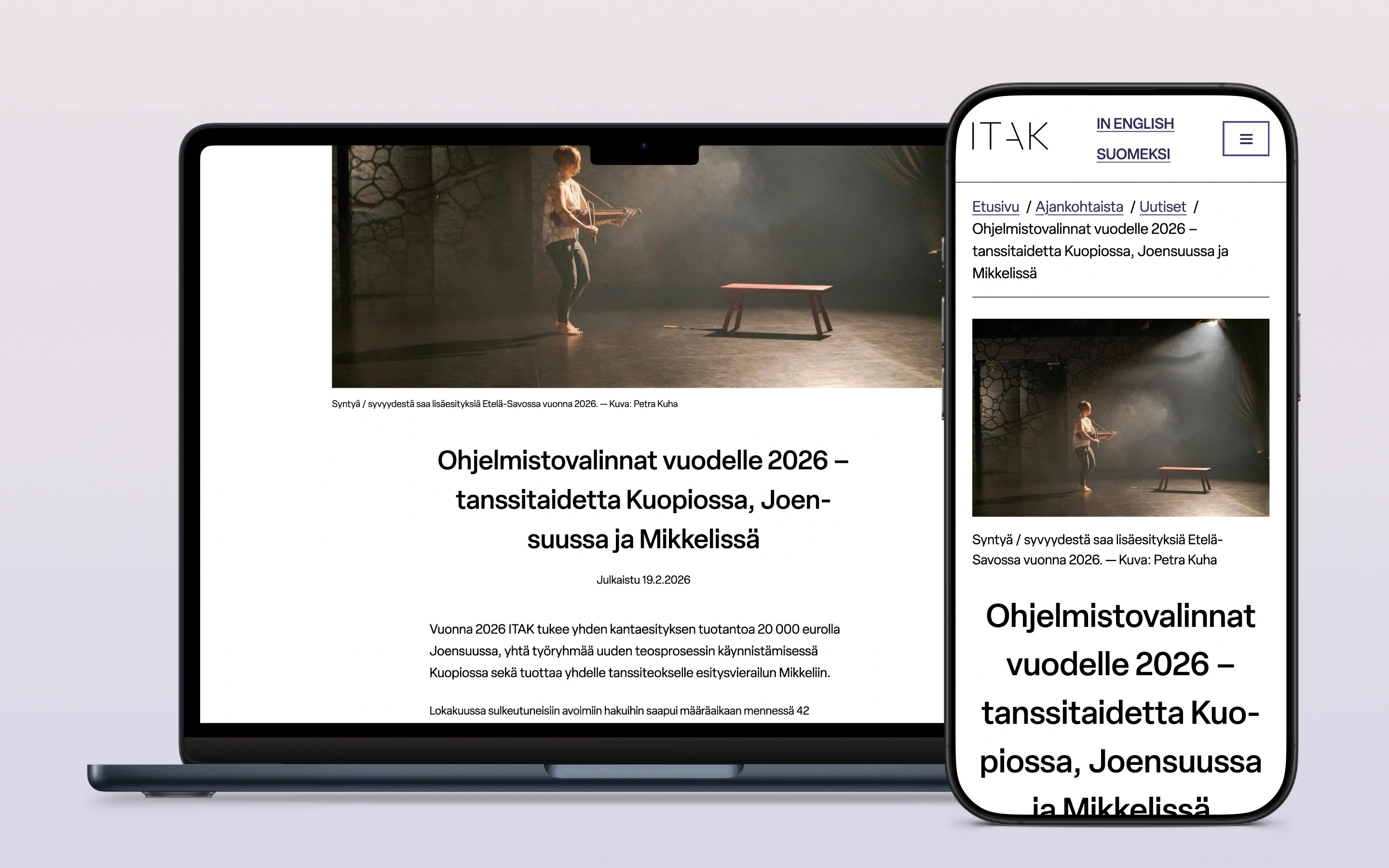 Regional dance centre of Eastern Finland accessibility mobile design web design
