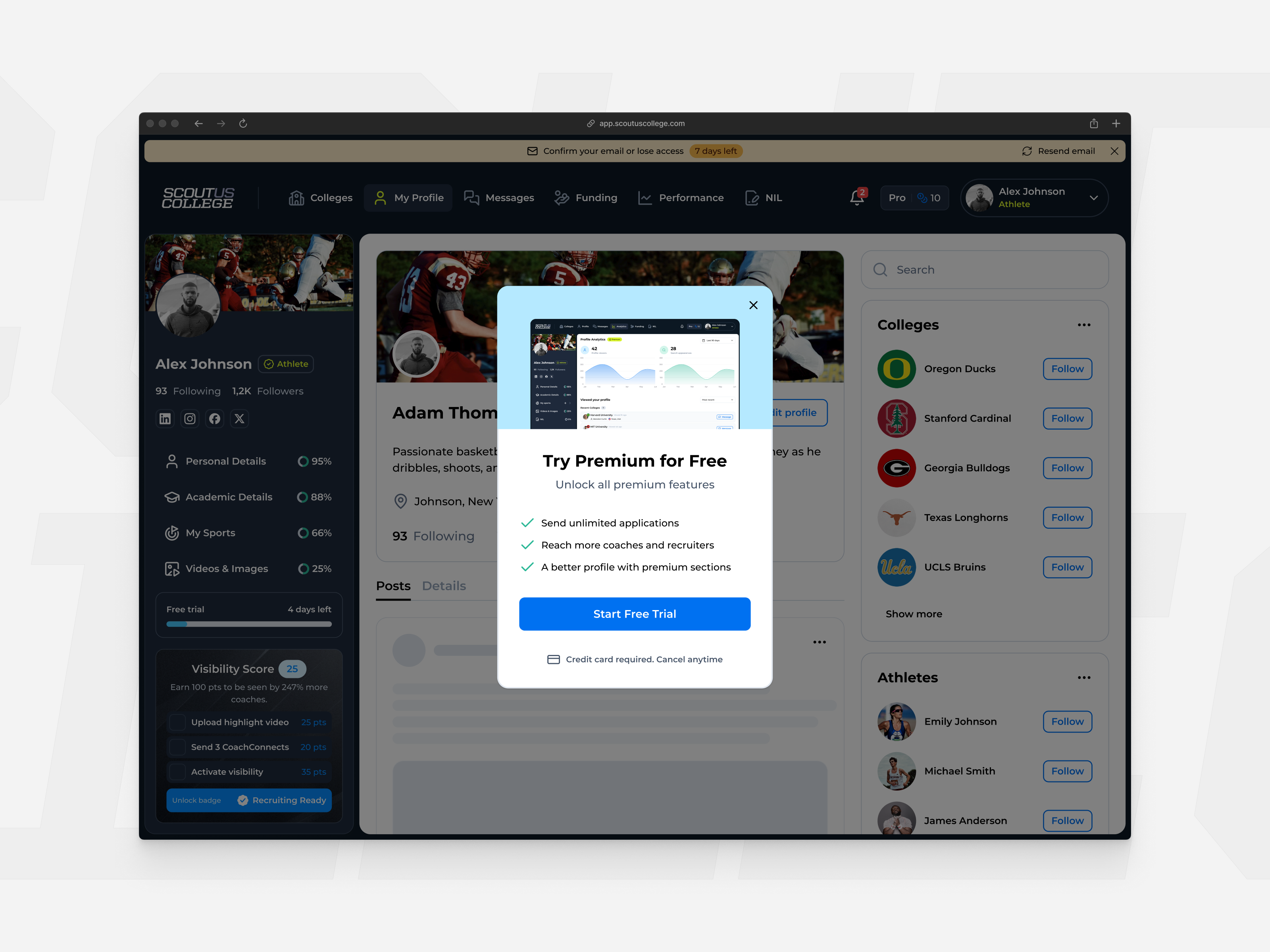 Upgrade modal