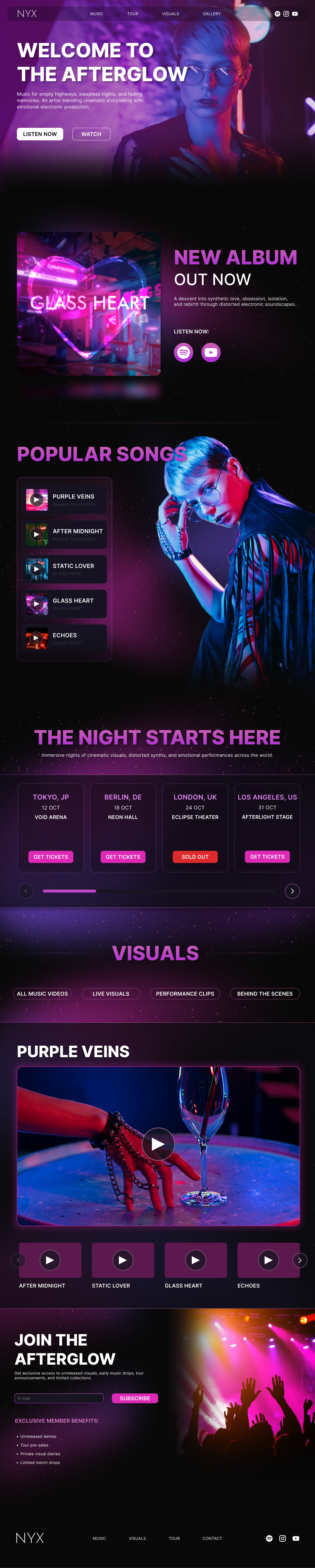 Artist Website UI Design design graphic design ui ux