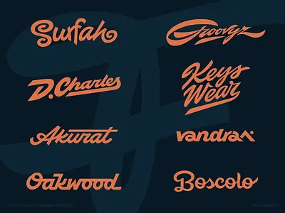 9 clothing brand logotypes apparel art bold branding calligraphy clothing custom different fashion flow iconic identity lettering logo script standout street surf type wordmark