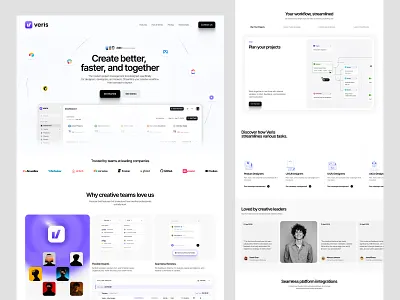 Project management saas landing page interface product service startup ui ux web