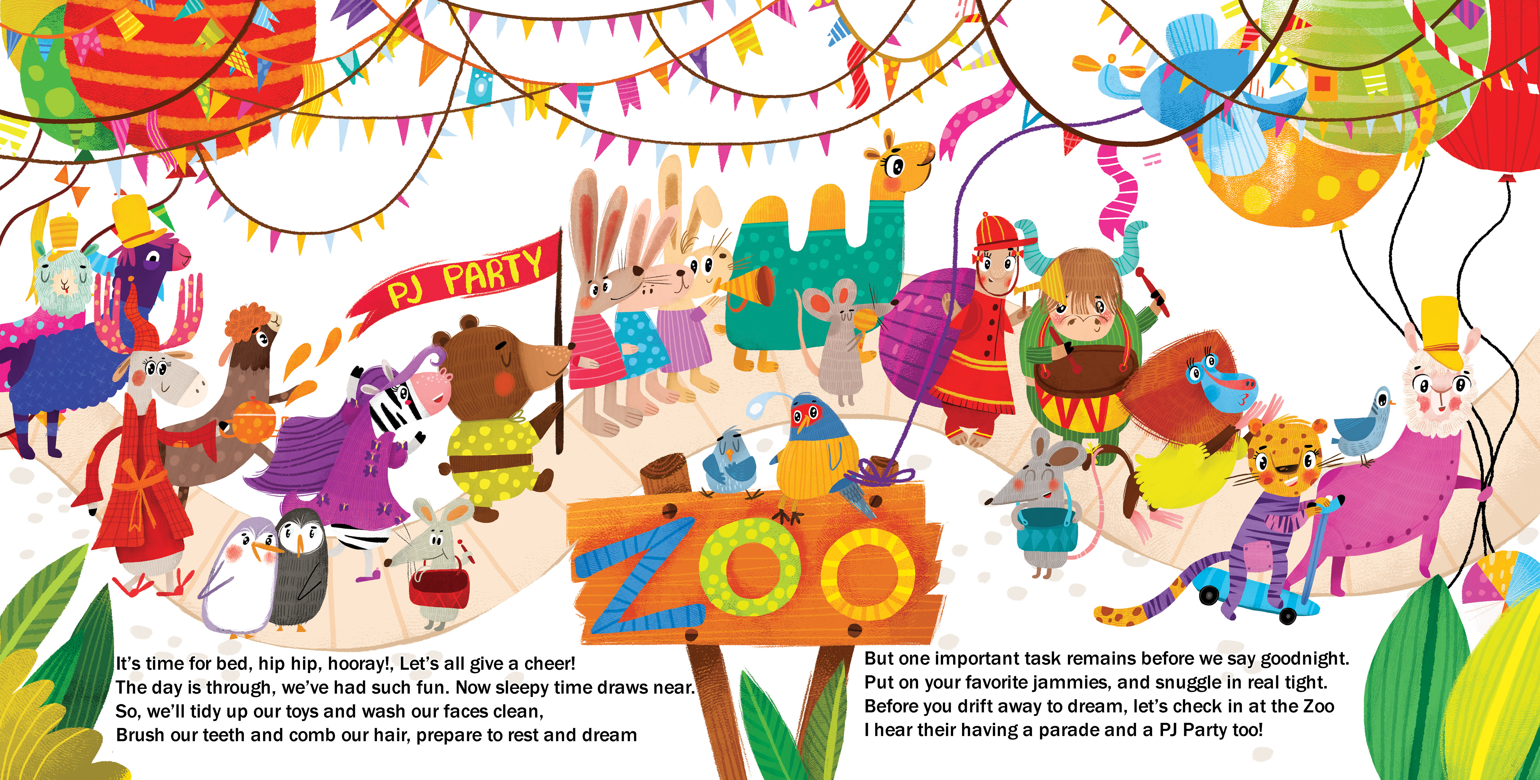 Illustration for a children's book - The Pajama Zoo Party animals book illustrator character character design children children book childrenillustration illustration illustrator party zoo