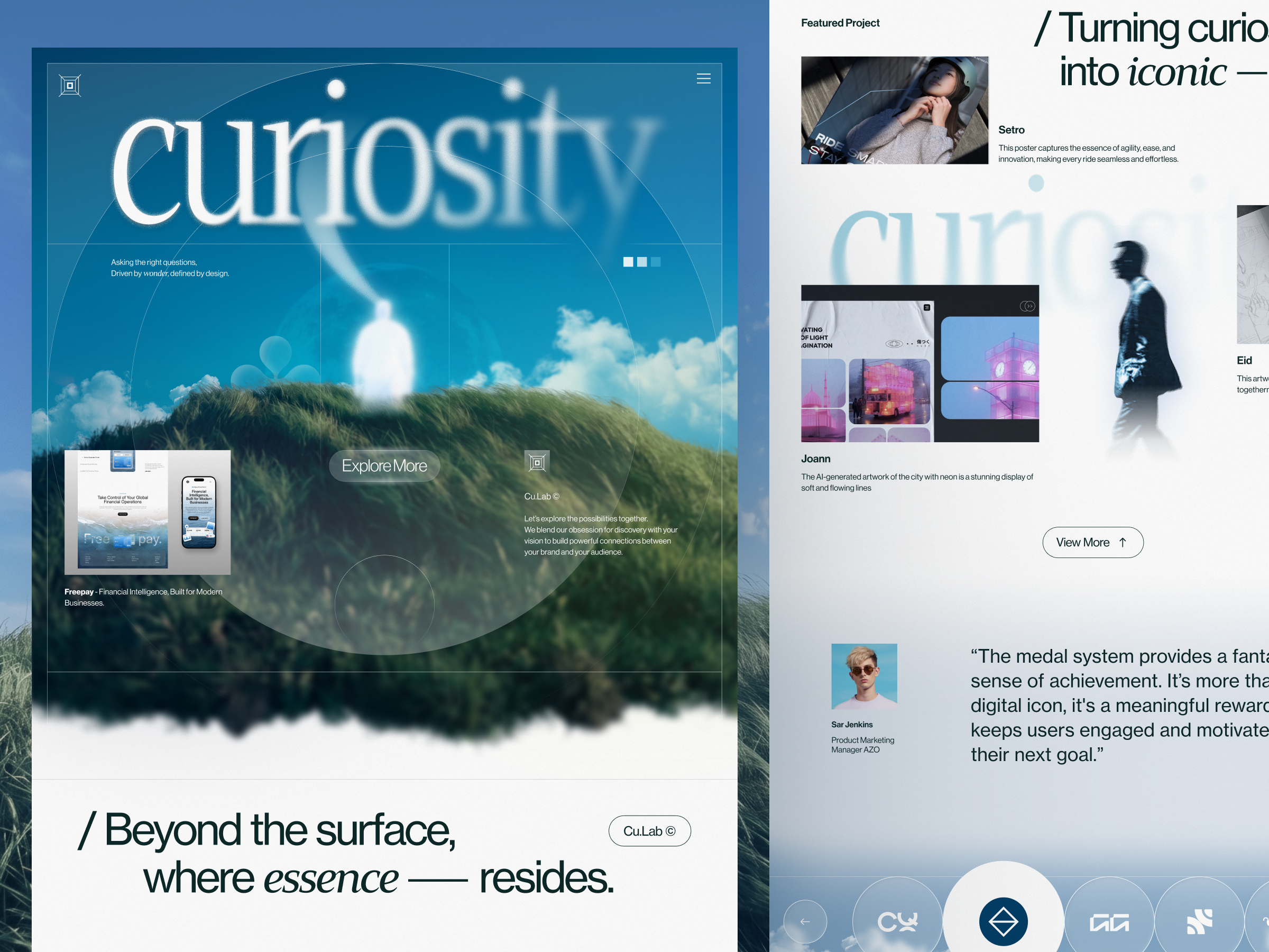 Curiosity Lab - Creative Agency Website Design agency branding creative agency design header landing page portfolio ui uiuix ux visual design web design website