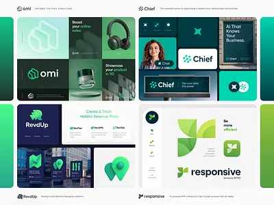 Green Branding Collection 🌿 3d ai ar blockchain branding copilot fintech gradient green icon identity lepisov lettering logo marketing motion rfp saas sales