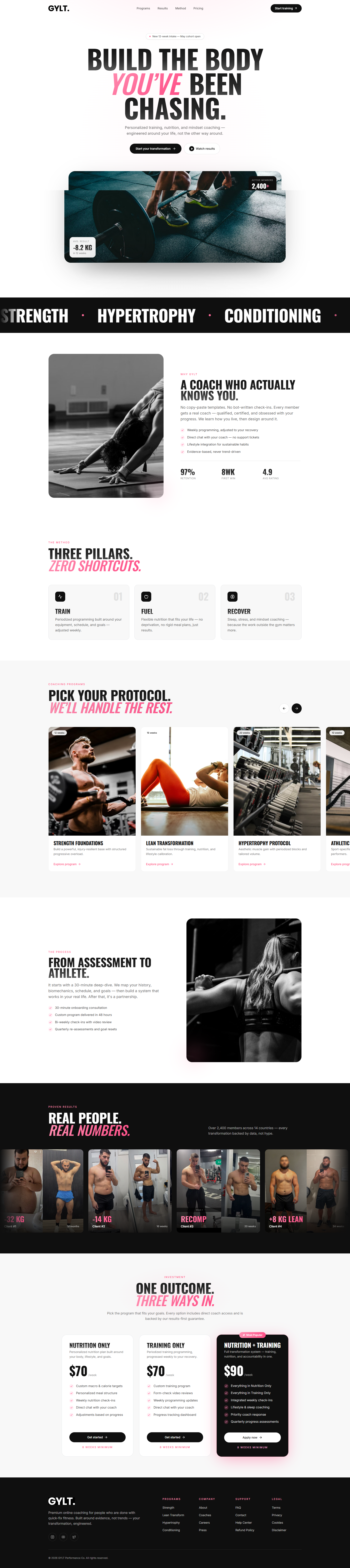 GYLT. animation css framer motion graphic design html nextjs php reatjs tailwindcss ui website website design website development