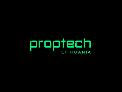 Logo for Proptech Lithuania association branding design graphic design logo logotype minimalistic neon property proptech real estate technology typography