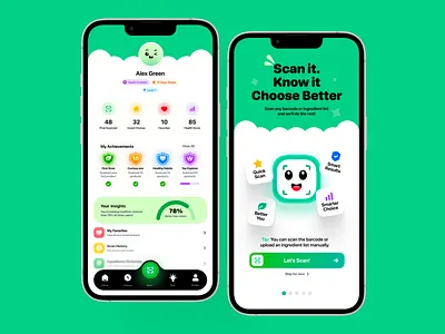 Food Scanner App UI Smart Health Mobile App Design app design food scanner app health app ui interface design mobile app ui nutrition app smart health ui design ux design wellness app