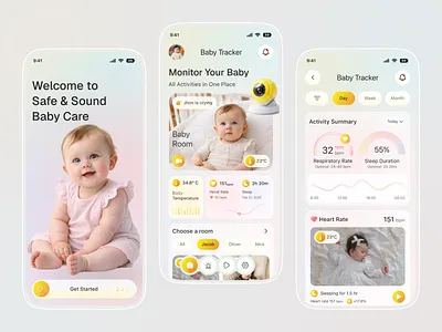 Smart Baby Monitoring App Design appdesign babycare babymonitoring dashboarddesign designinspiration dribbble figmadesign healthapp healthcareapp iotapp mobileappdesign modernui parentingapp productdesign saasdesign smartbabyapp smartdevice uidesign uiuxdesign uxdesign