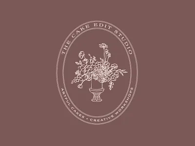 Logo for The Cake Edit Studio | Custom Cakes and Workshops bakery brand brand identity branding cake decorating design flowers graphic design illustration logo mark seal small business stamp typography vector wedding industry wedding vendor women owned