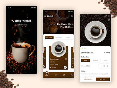 Coffee App UI coffeeui dailyuidesign ui uidesign uitrends uxdesign uxinterface