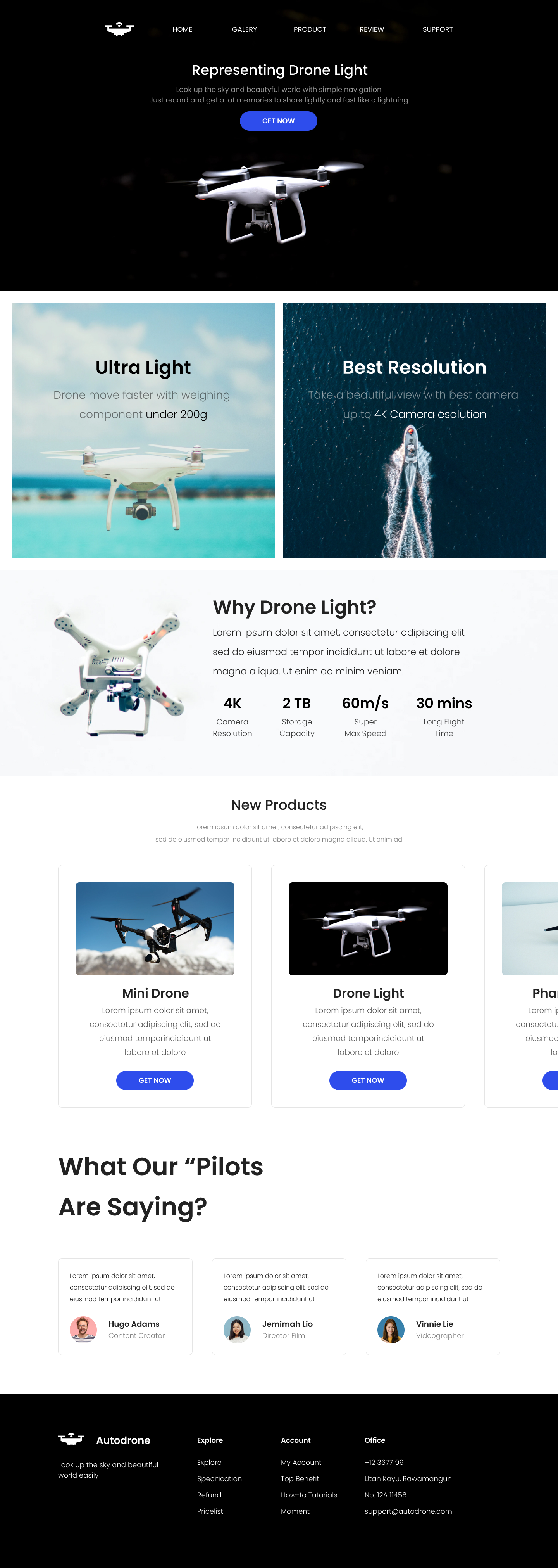Skybound: Drone Technology Landing Page Exploration design figma mockup prototype uiux website