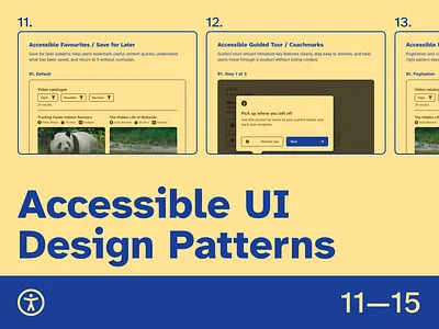 Accessible UI Design Patterns 11—15 accessibility accessible design categorisation coachmarks content design design system image zoom inclusive design infinite scroll interaction design interface design onboarding pagination product design save for later tagging ui design ui patterns ux design ux patterns
