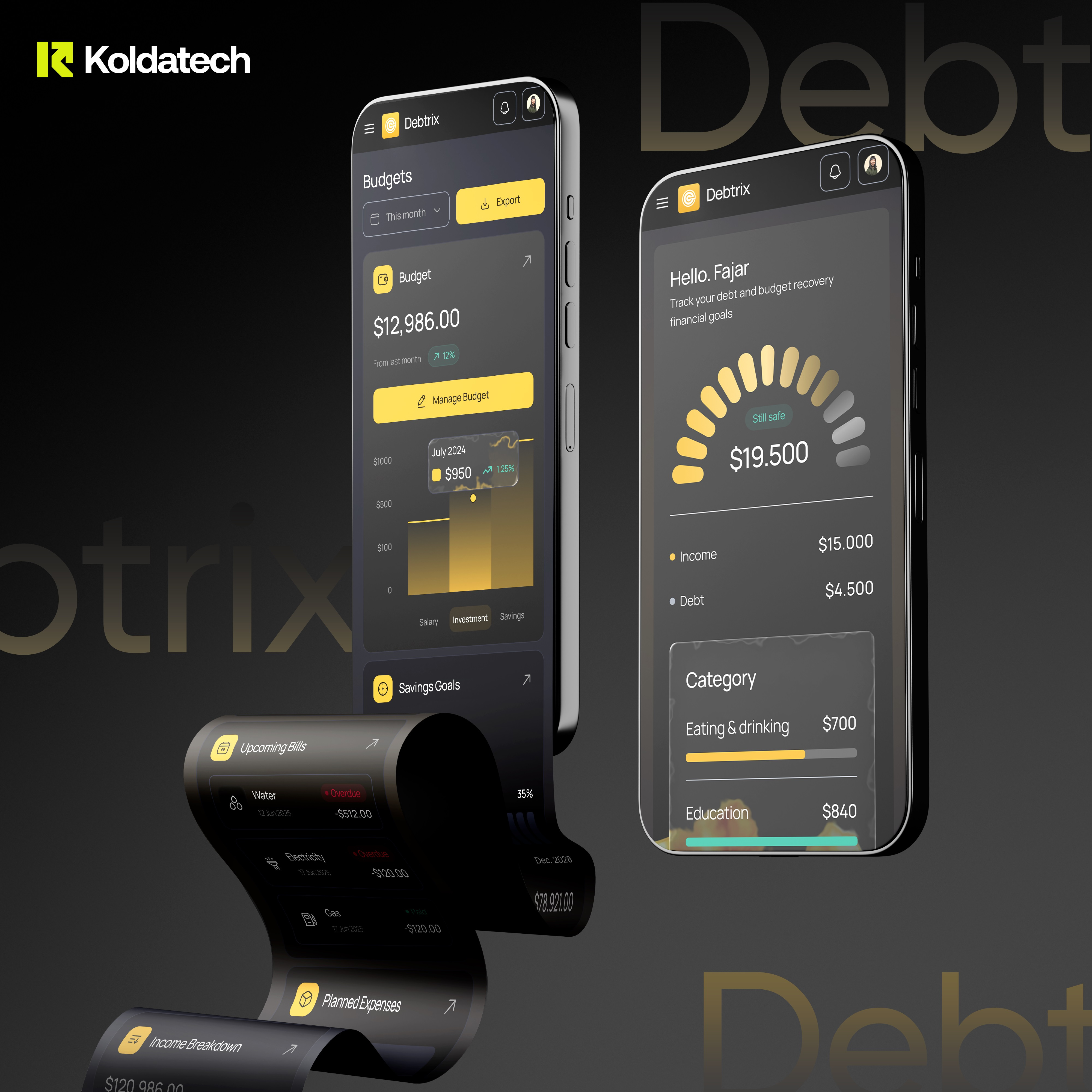 Example of Debt & Budget Recovery Dashboard Design