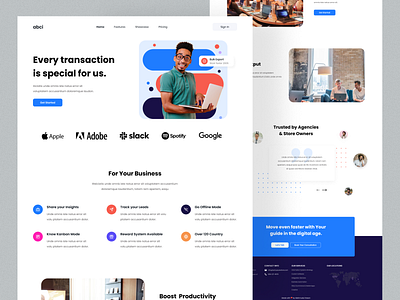 Digital Banking Landing Page Website bank bank card banking branding clean color design discover financial fintech illustration interface landing page logo mobile app money trendy ui web website