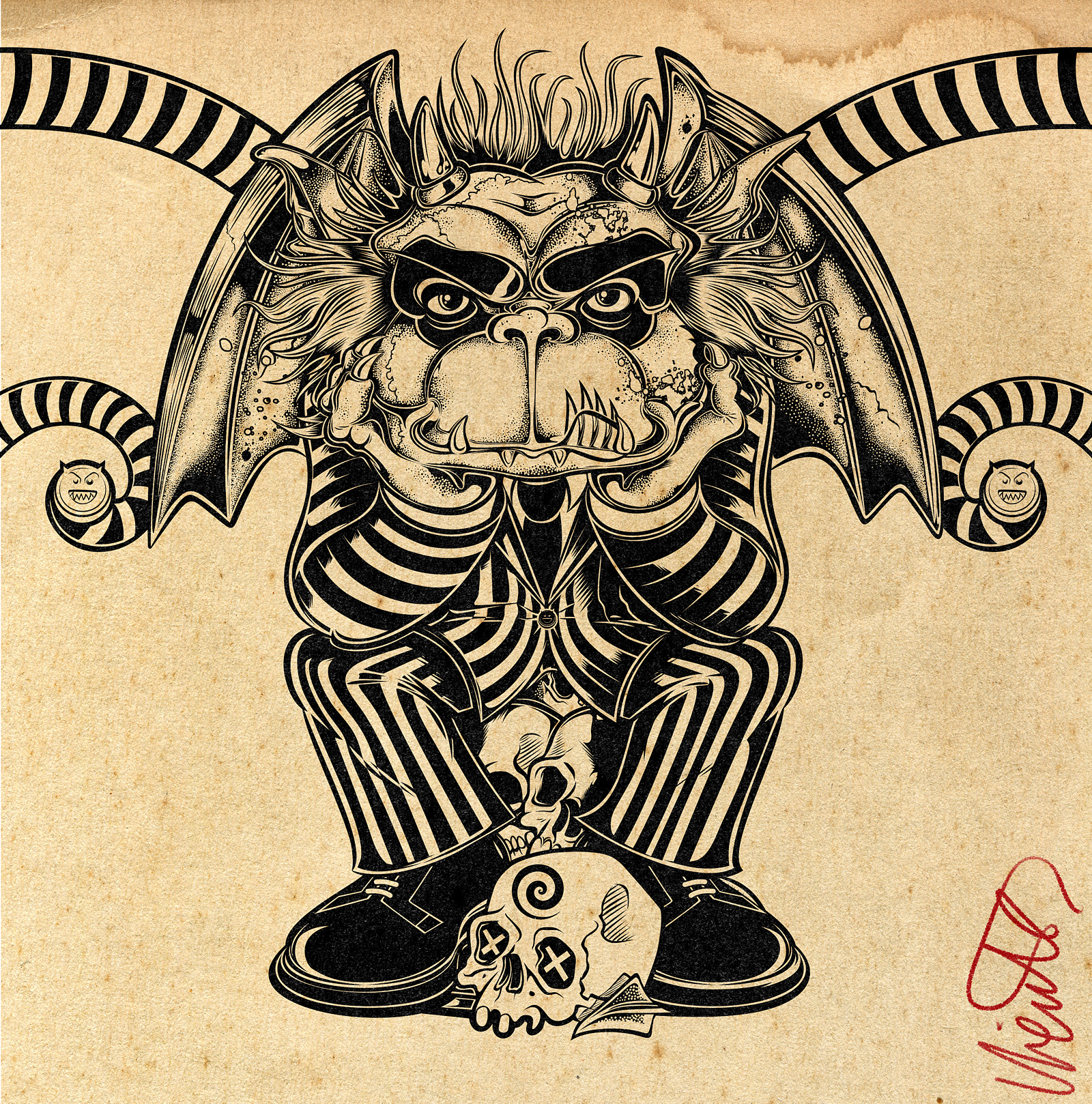 TEEN GARGOYLE DRAWING – BEETLEJUICE INK beetlejuice black and white art character design creature design cult movie art dark humor david vicente digital ink gargoyle art gothic cartoon horror comedy ink drawing lowbrow art movie tribute pop culture art retro illustration teenage gargoyle tim burton vintage texture weird art