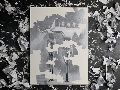 Bert and Ernie, studio collage illustration paper paper collage studio
