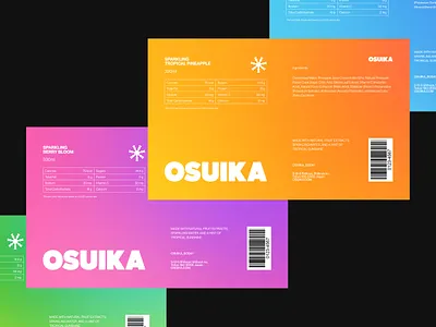 OSUIKA - Packaging Label Design brand identity branding colorful design gradient graphic design label design packaging packaging design soda soft drink visual identity