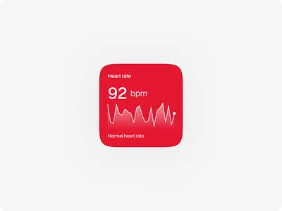 Heart Rate Widget UI, Health App Mobile Design, Live BPM Tracker bpm tracker data visualization ecg chart ui figma fitness app design health app ui health dashboard heart rate widget ios widget mobile health app mobile ui design red ui design ui concept wearable app ui wellness app