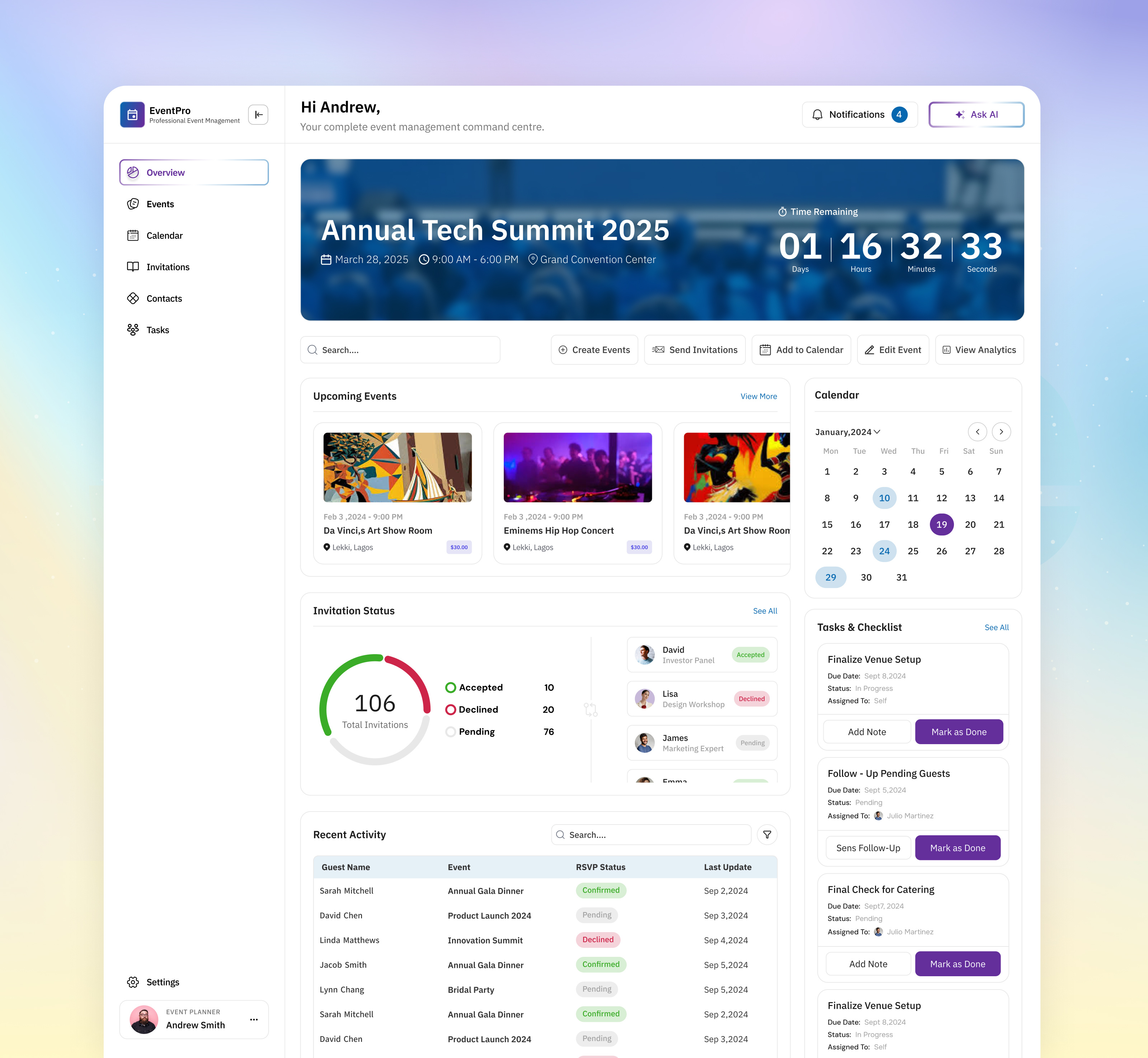 Event Management dashboard event managment table view ui uiux