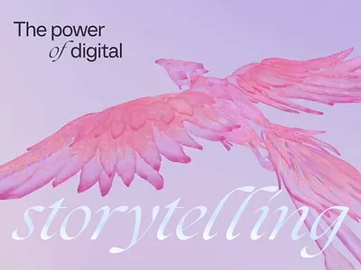 The Power of Digital Storytelling 3d 3d glass 3d website animation bird creative website fly animation fly trough glass hero liquid glass mouse interaction shader storytelling wings