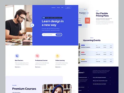 E-learning Platform Website branding clean color course design e learning edtech education illustration interface landing page language learn online course school ui university ux web3 website